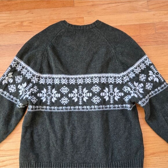 EDDIE BAUER wool sweater Nordic Cabin-core Ski Snow Green - Picture 8 of 10